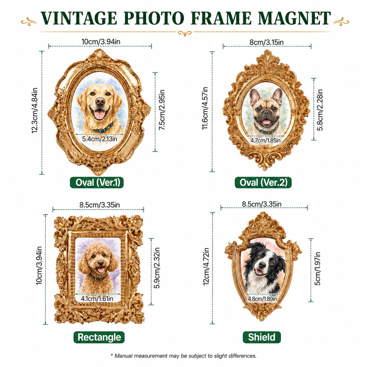 Custom Dog Vintage Photo Frame Magnet, Personalized Pet Portrait Fridge Magnet, Dog Lover Gift THUC99