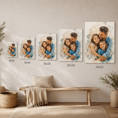 Custom Photo Girl Dad Canvas Wall Art - Custom Gift For Dad TOM99
