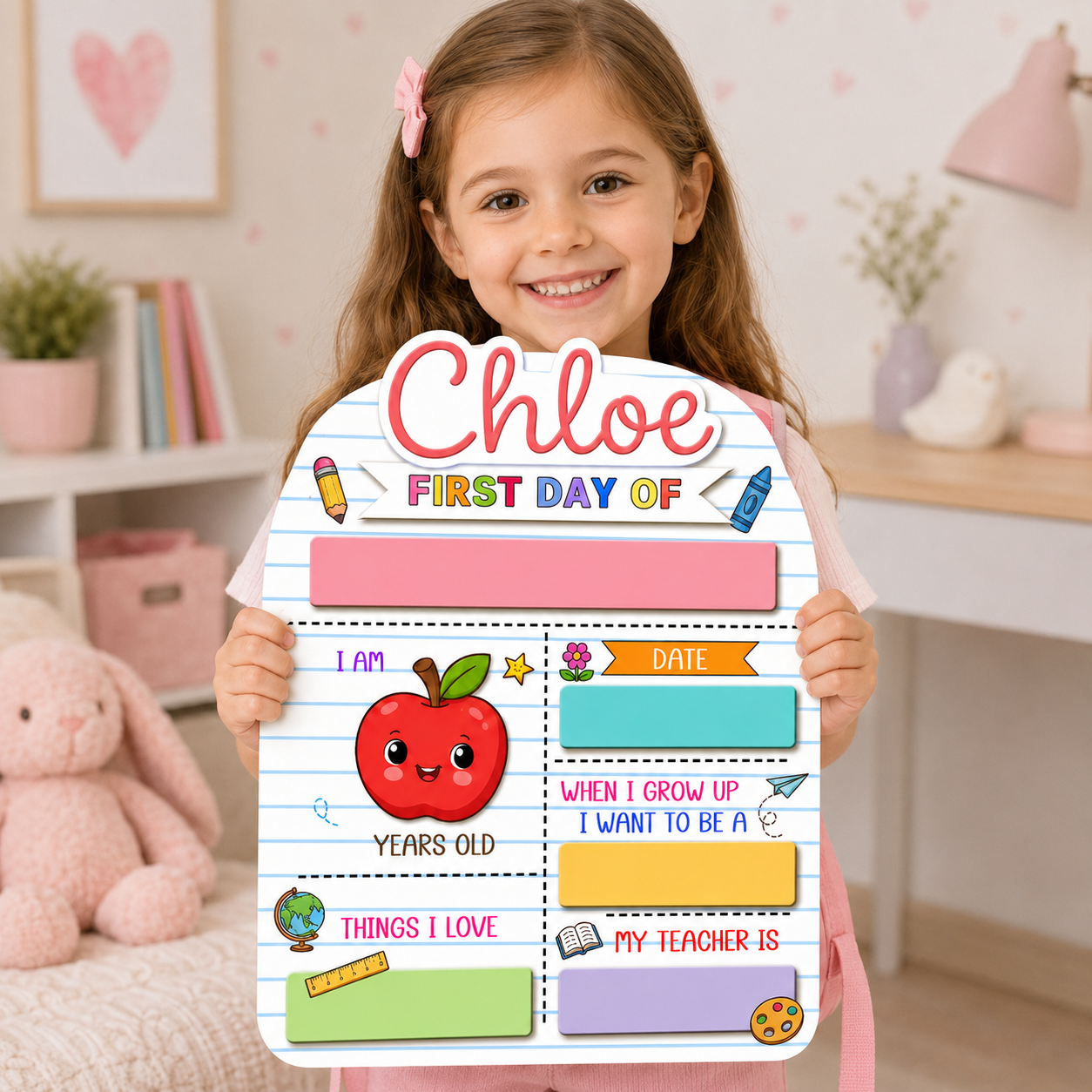Personalized First Day of School Photo Sign, Custom Kids Board Gift For Kids THUC99