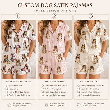 Custom Pet Photo Satin Pajamas Set Personalized Dog Portrait Nightwear Gift THUC99