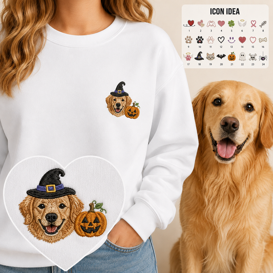 Custom Photo Dog Memorial Sweatshirt, Personalized Pet Portrait Embroidered Hoodie THUC99