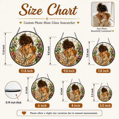 Personalized Mom & Grandma Portrait Glass Suncatcher, Custom Family Photo Window Hanging Decor THUC99