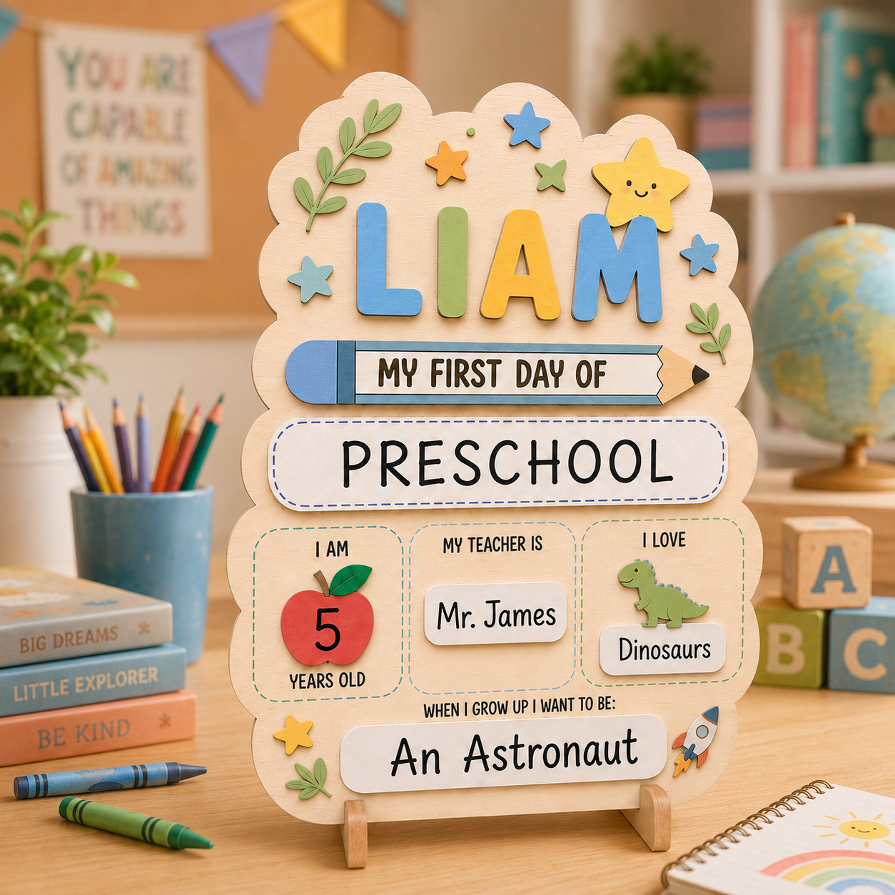 Custom Kids School Milestone Sign, First and Last Day Photo Board Gift For Boy And Girl THUC99