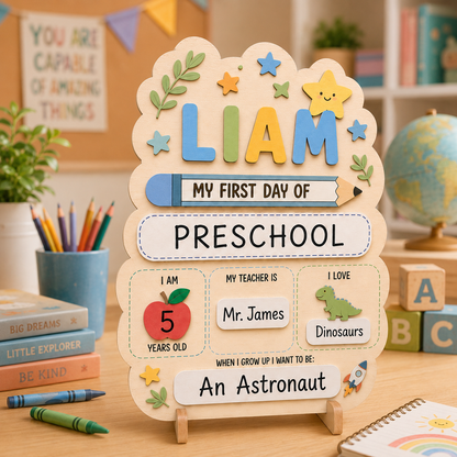 Custom Kids School Milestone Sign, First and Last Day Photo Board Gift For Boy And Girl THUC99