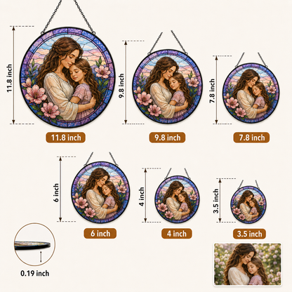 Custom Photo Grandma Stained Glass Suncatcher, Personalized Grandmother Gift Window Hanging THUC99