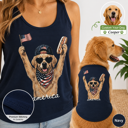 Personalized Women’s and Pet Tank Top Set, Custom Dog Photo Matching Summer Shirt THUC99