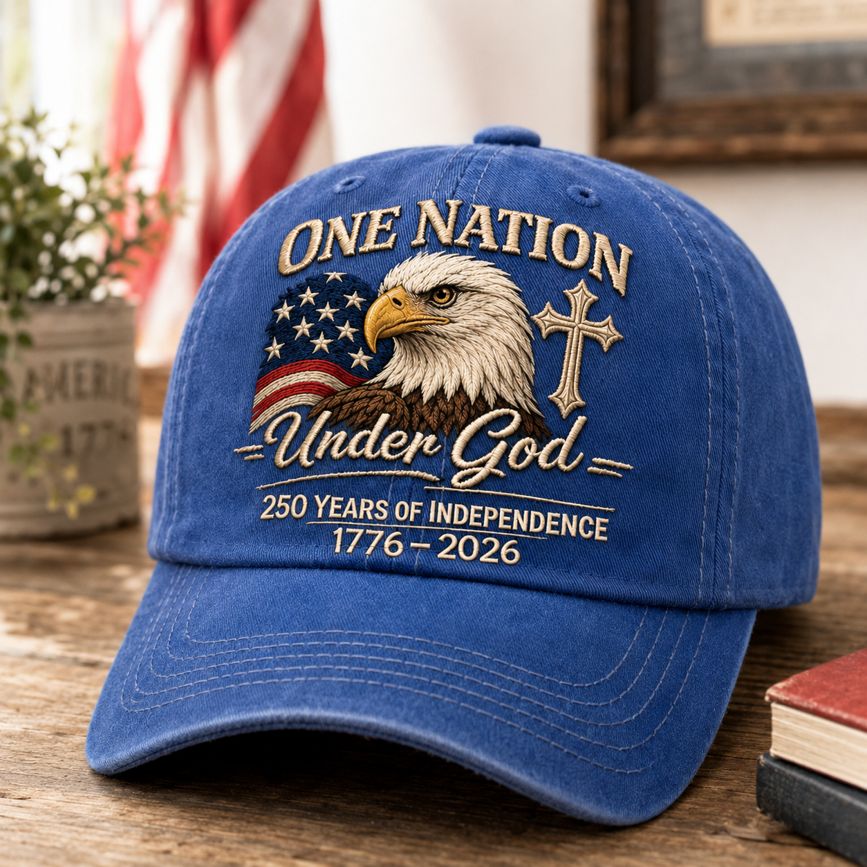 USA Semiquincentennial Embroidered Vintage Hat Celebrating 250 Years of Independence THUC99