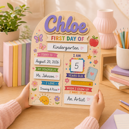 Custom Name Last Day of School Sign, Personalized School Milestone Board THUC99