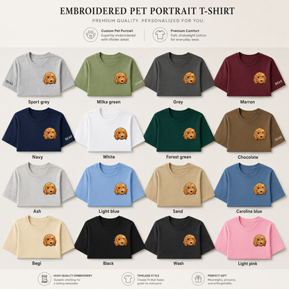Custom Dog Face Embroidered T-Shirt, Personalized Pet Memorial Shirt, Dog Lover Gift THUC99