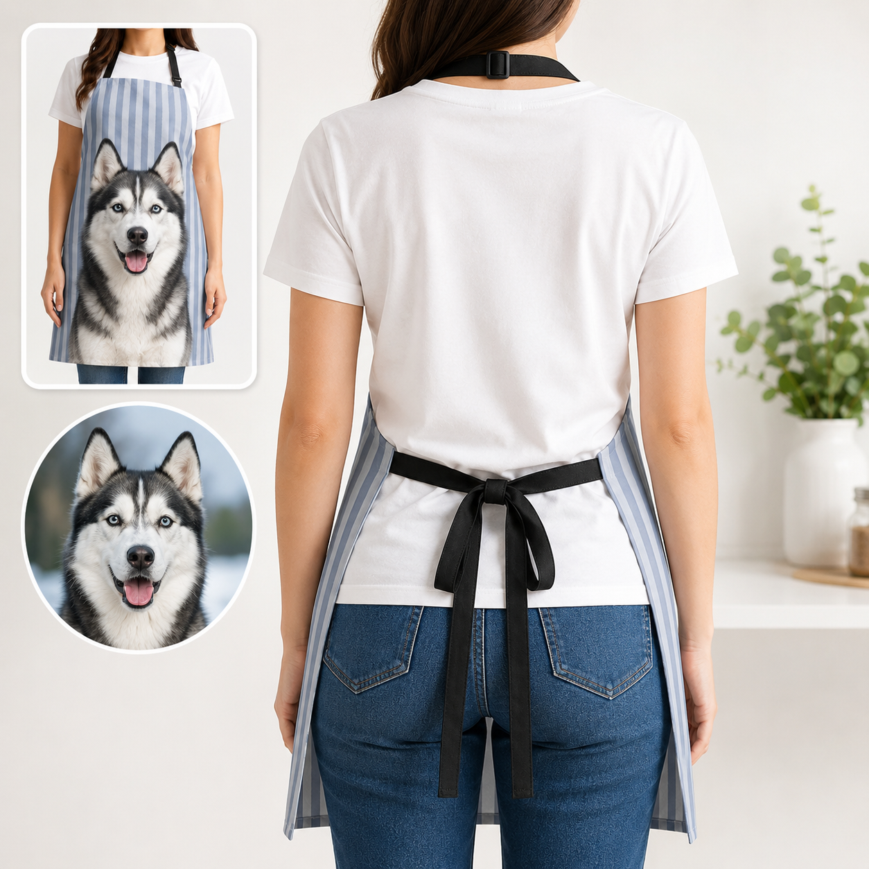 Custom Dog Apron Personalized Photo Cooking Apron, Unique Pet Parent Gift for Kitchen, BBQ and Baking THUC99