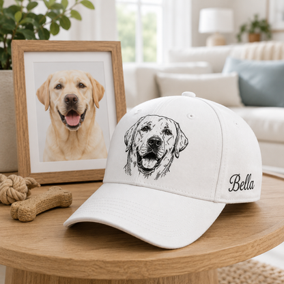 Custom Dog Memorial Hat, Embroidered Pet Face Hat, Personalized Dog Dad Gift THUC99