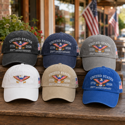 USA 250th Anniversary Commemorative Embroidered Hat American Heritage Vintage Cap THUC99