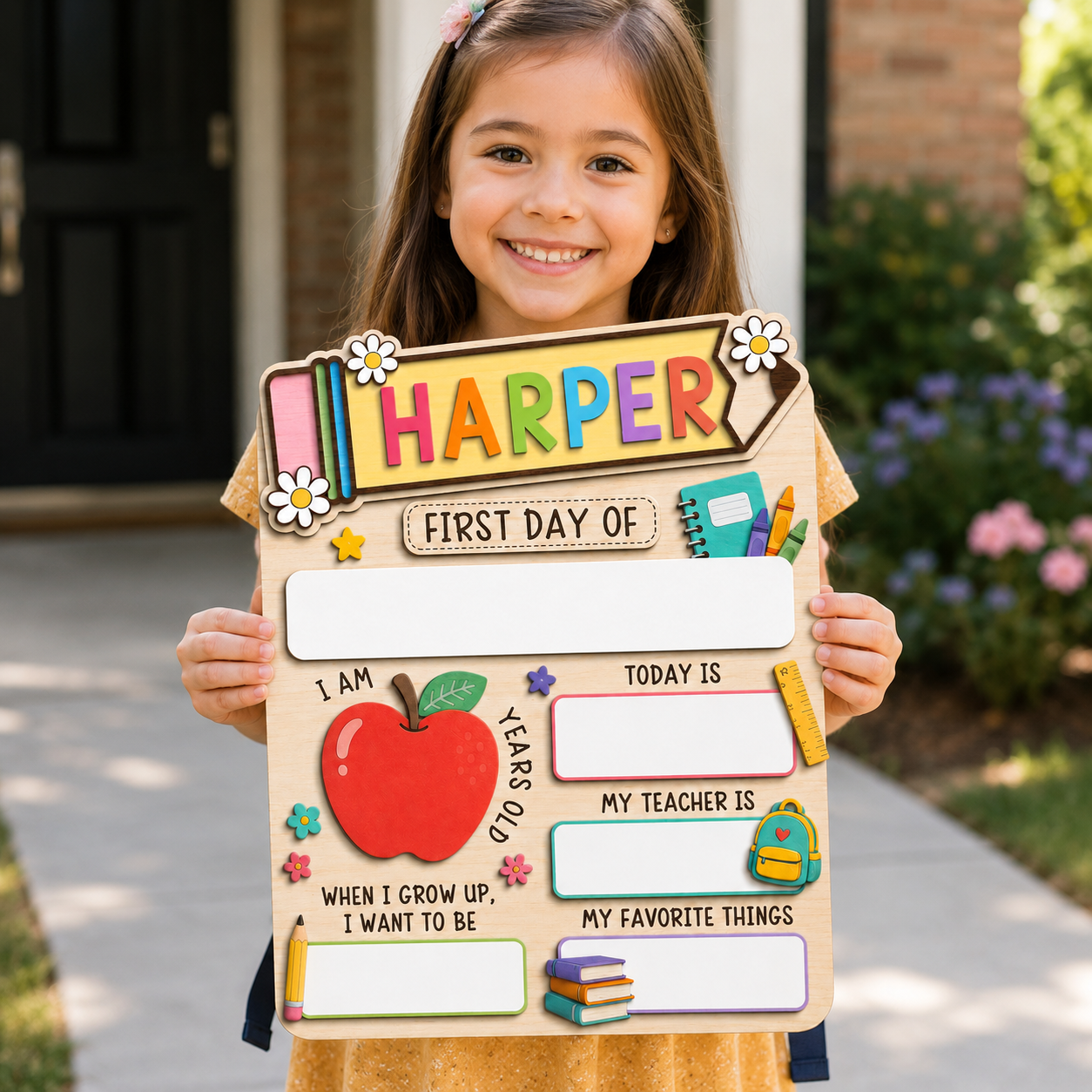 Personalized Preschool Kindergarten Sign, First Day Last Day School Board THUC99