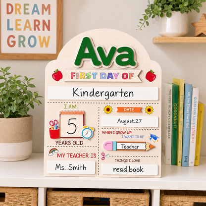 Personalized Back to School Photo Prop, Custom Acrylic Wood School Sign THUC99