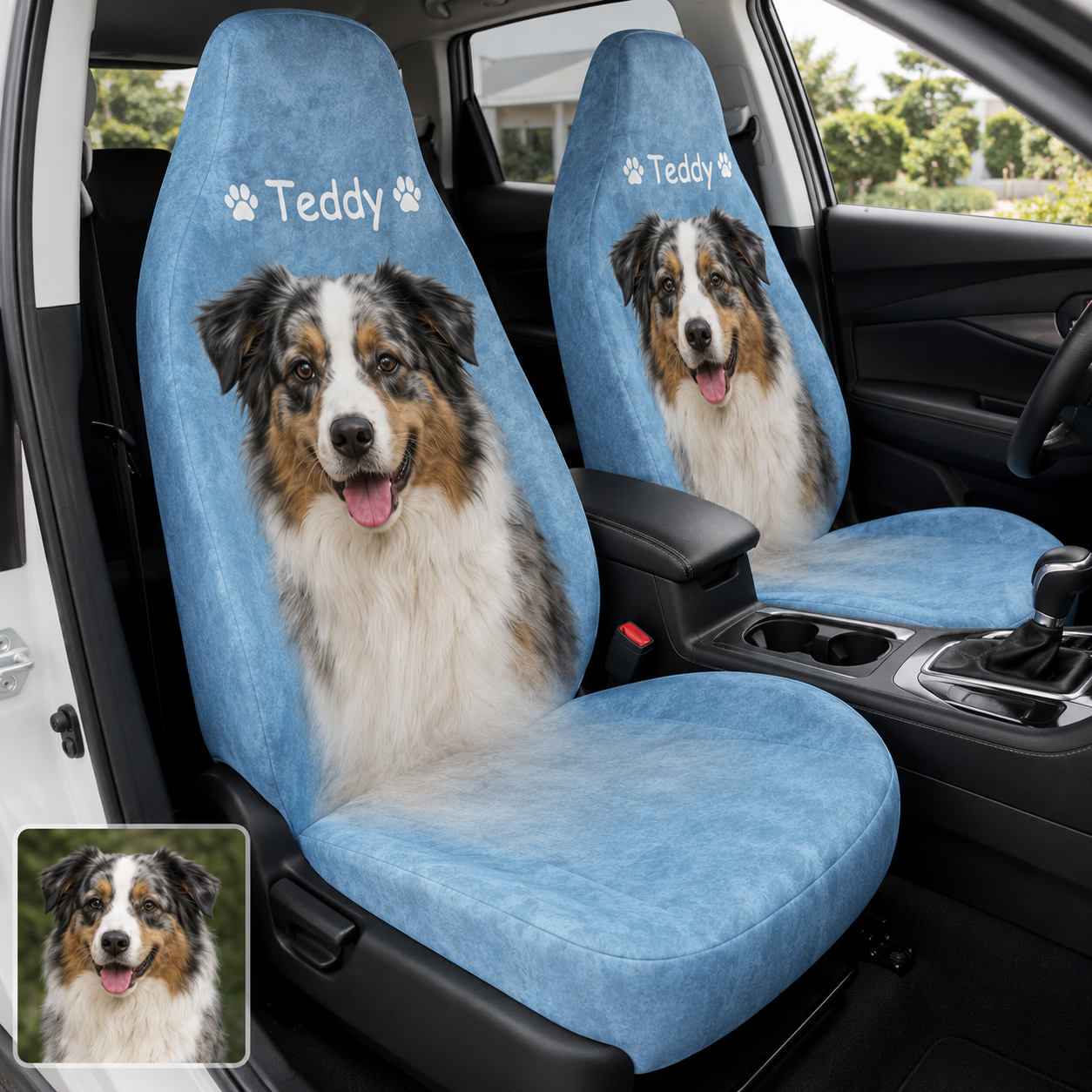 Custom Photo Dog Car Seat Cover, Personalized Pet Seat Protector, Dog Lover Car Interior Gift THUC99