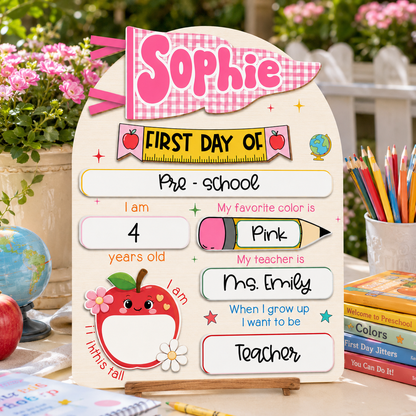 Personalized Back to School Photo Prop, Custom Acrylic Wood School Sign THUC99