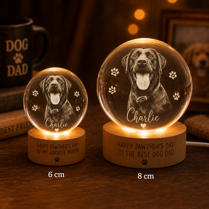 Custom Photo Dog Dad Crystal Ball Light, PersonalizedNight Light Gift For Dog Lover THUC99