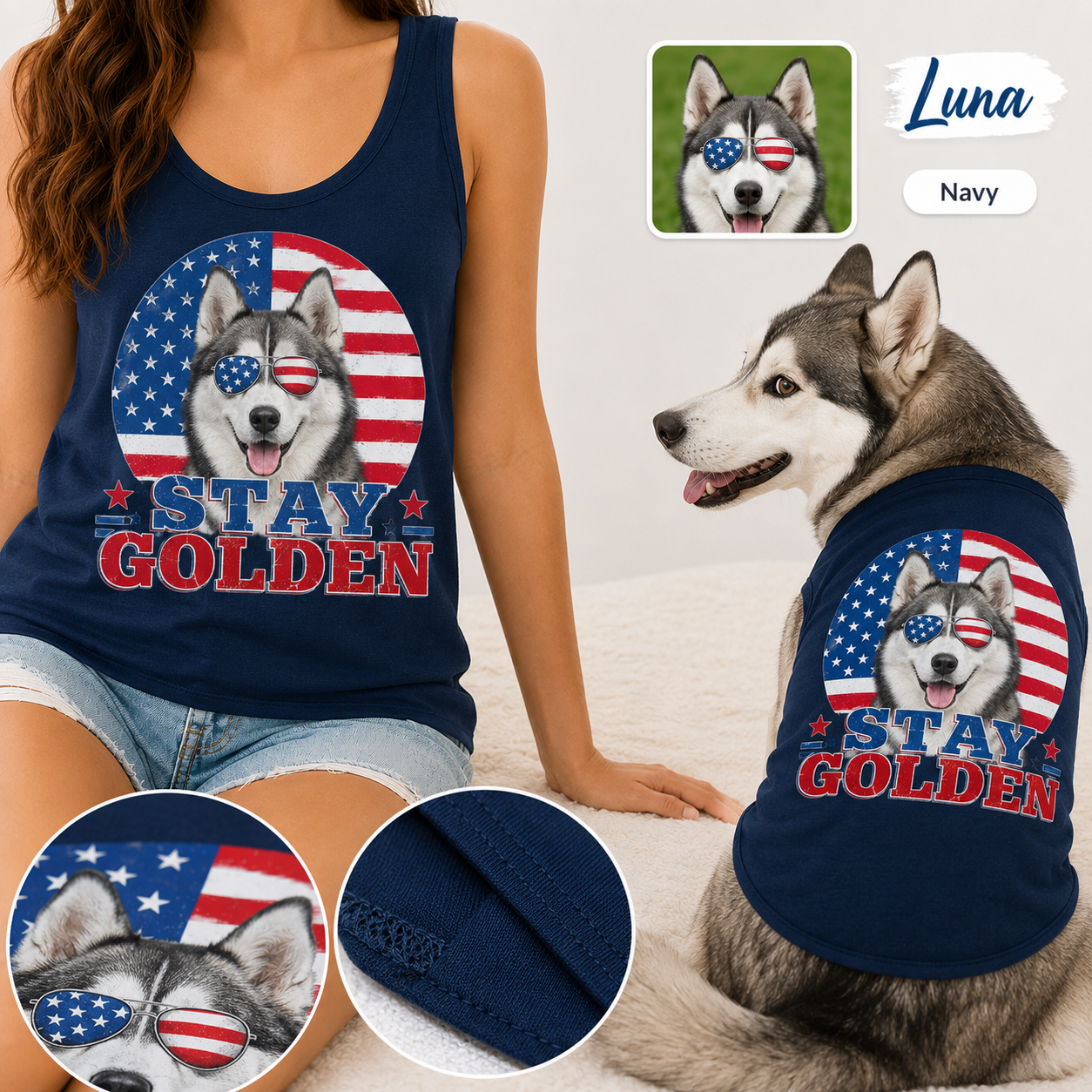 Custom Women’s Dog Mom and Pet Tank Top Set, Personalized Matching Dog Photo Shirt THUC99 (Copy)
