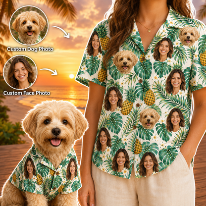 Personalized Dog Hawaiian Shirt, Custom Pet Photo Beach Shirt, Tropical Dog Lover Gift THUC99
