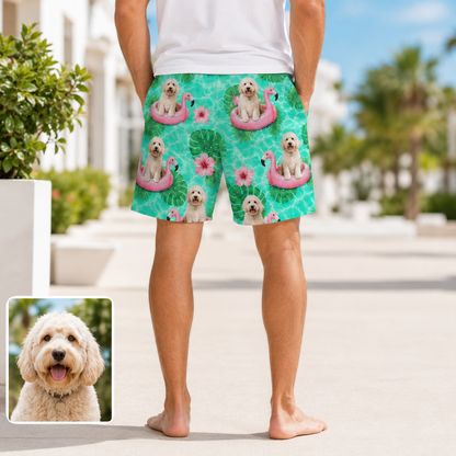 Custom Pet Portrait Beach Shorts Personalized Dog Lover Swim Trunks Gift THUC99