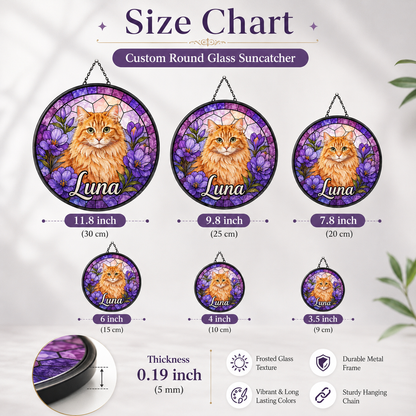 Custom Photo Cat Stained Glass Suncatcher – Personalized Pet Lover Window Decor THUC99