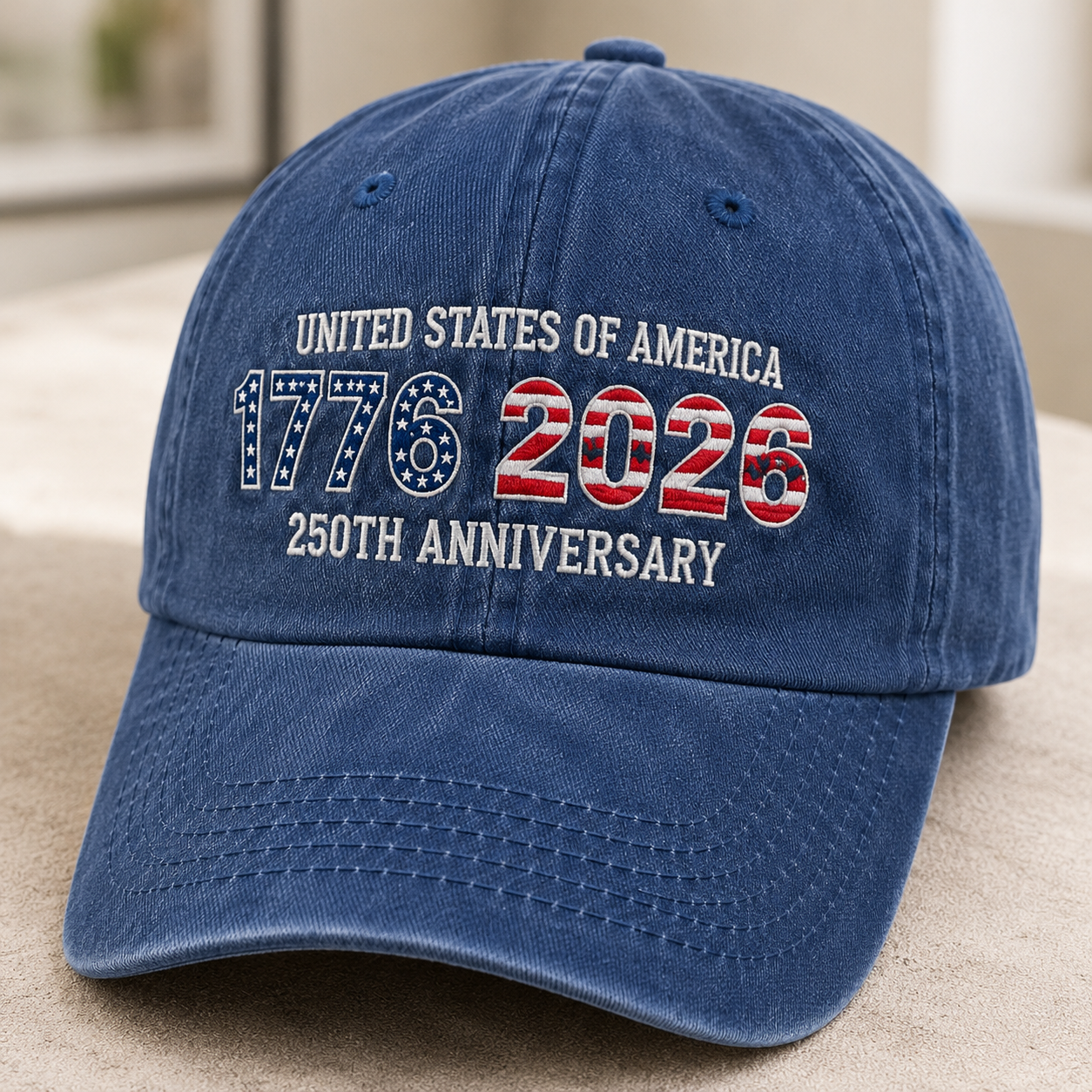 USA 250th Years Embroidered Hat American History Celebration Vintage Cap THUC99
