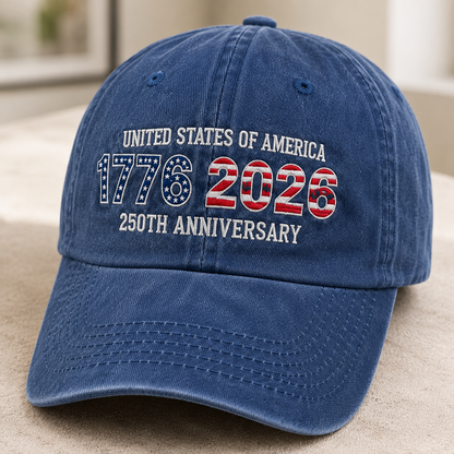 USA 250th Years Embroidered Hat American History Celebration Vintage Cap THUC99