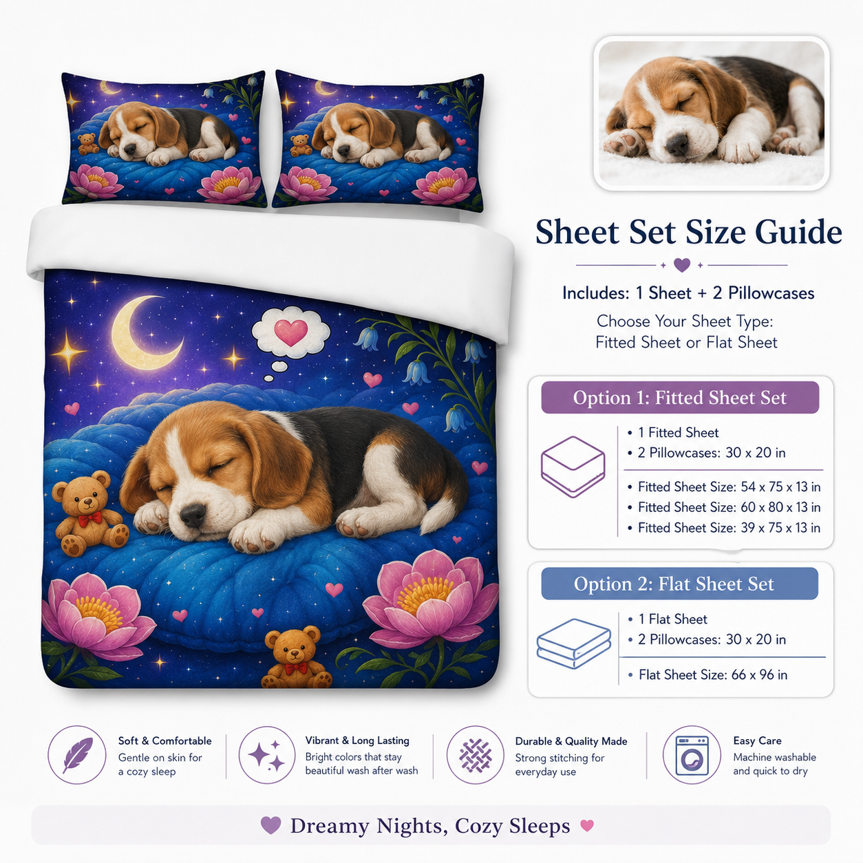 Custom Dog Lover Bedding Set, Personalized Pet Face Bedroom Decor THUC99
