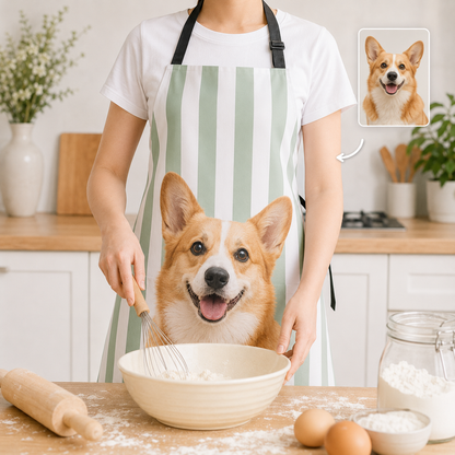 Custom Dog Photo Apron for Women and Men, Personalized Pet Parent Kitchen Apron Gift for Cooking and Grilling THUC99
