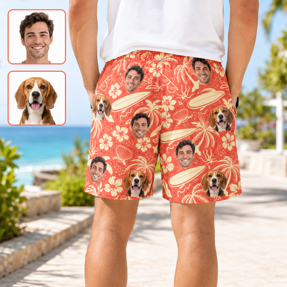 Custom Photo Dog Casual Shorts Personalized Pet Picture Beach Trunks Gift THUC99