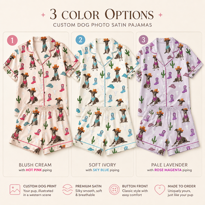 Custom Pet Portrait Satin Pajamas Set Personalized Dog Face Sleepwear Gift THUC99
