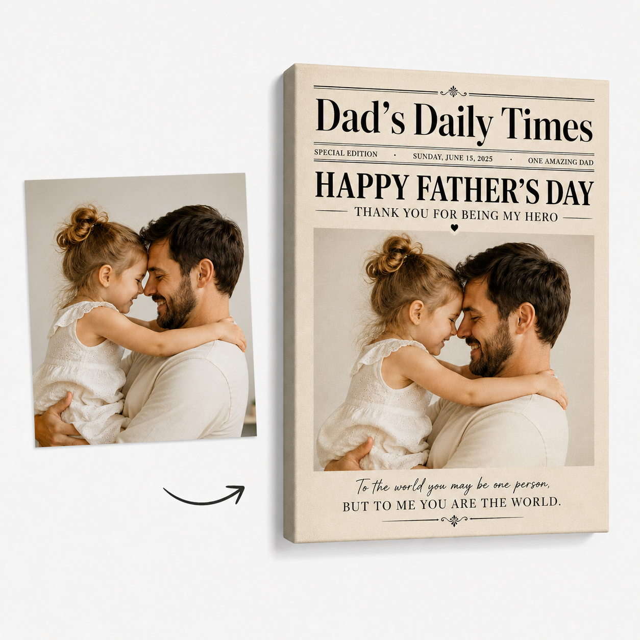 Custom Photo Dad's Daily Times Canvas Wall Art - Custom Gift For Dad TOM99