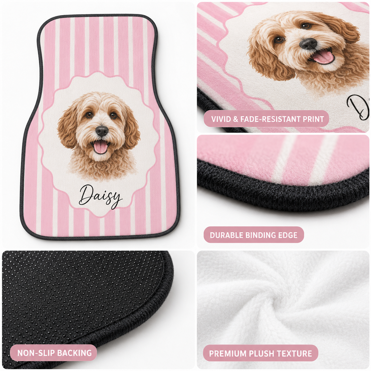 Personalized Pet Photo Car Floor Mat Set, Custom Dog Floor Mats, Cute Car Accessories THUC99
