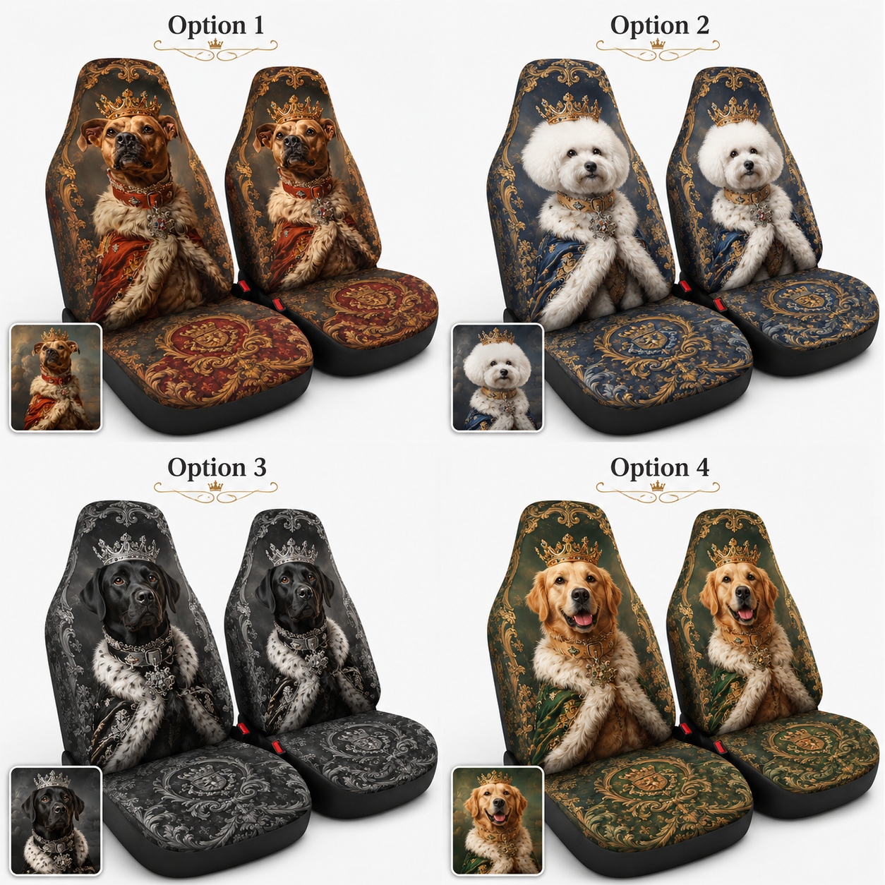 Custom Dog Royal Car Seat Cover, Personalized Pet Photo Seat Protector, Gift For Dog Mom Dad THUC99