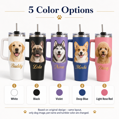 Personalized Dog Face 40oz Tumbler – Custom Photo Cup for Dog Moms, Dog Dads and Pet Parents THUC99
