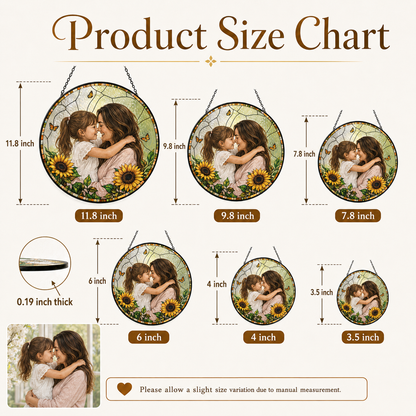 Custom Mom and Grandma Photo Glass Suncatcher, Personalized Family Portrait Window Hanging Gift THUC99