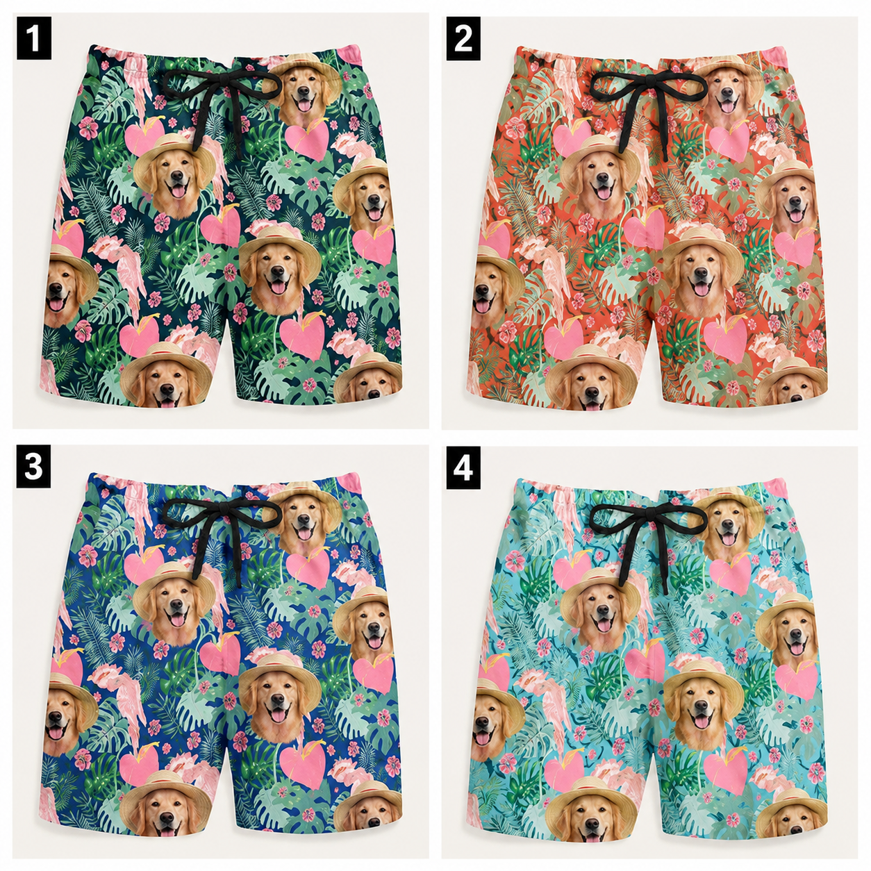 Personalized Custom Dog Face Beach Shorts All Over Print Summer Swimwear THUC99