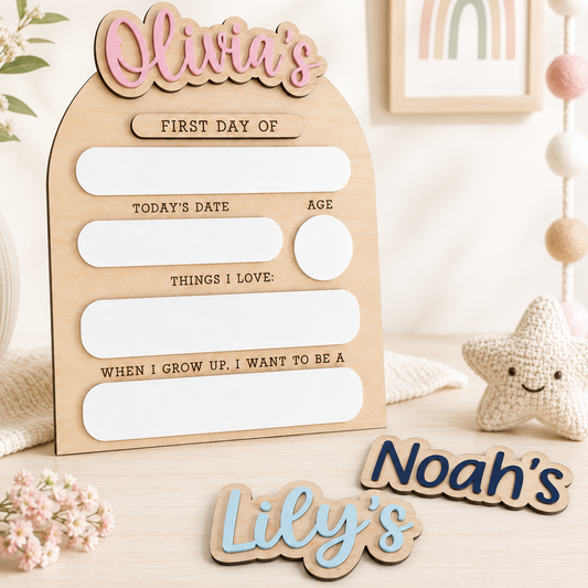 Personalized First and Last Day of School Sign, Custom Acrylic Wood School Board THUC99