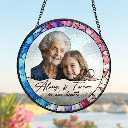 Custom Memorial Photo Stained Glass Suncatcher – Personalized Portrait Window Hanging (THUC99)
