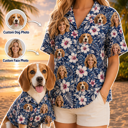 Custom Pet Hawaiian Shirt, Personalized Dog Photo Aloha Shirt, Tropical Vacation THUC99
