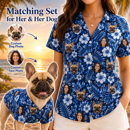 Custom Pet Face Tropical Shirt, Personalized Dog Hawaiian Shirt, Beach Holiday Gift THUC99