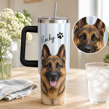 Personalized Dog Picture 40oz Tumbler – Custom Pet Photo Gift for Dog Mom and Dog Dad THUC99