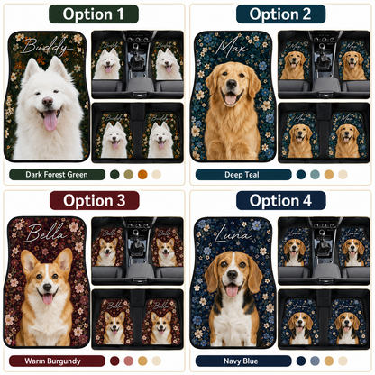 Personalized Dog Portrait Car Floor Mats, Custom Pet Auto Mat Set THUC99