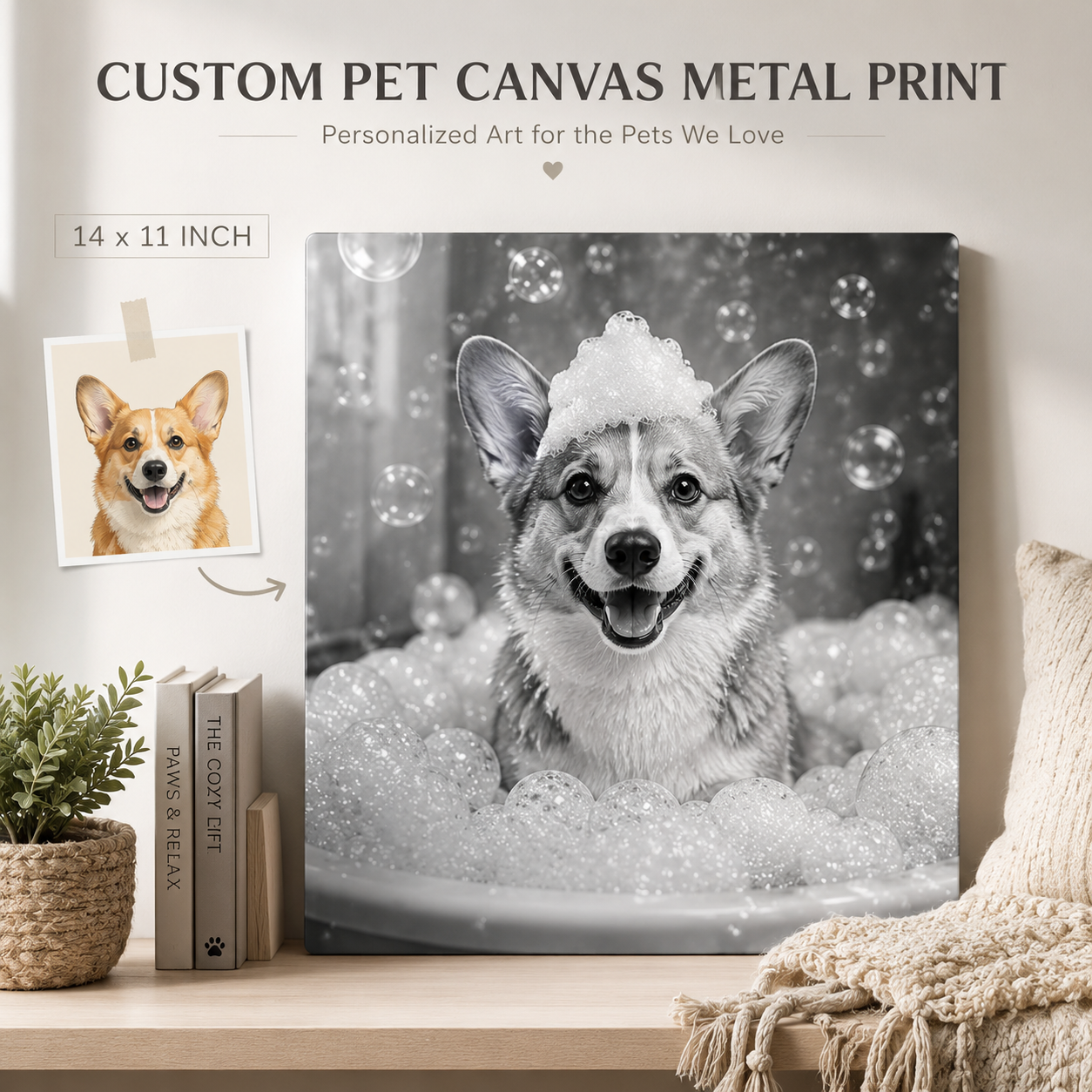 Personalized Cat Portrait Wall Decor – Custom Pet Photo Metal Print Gift For Cat Mom THUC99