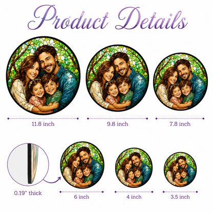 Custom Dad With Family Photo Stained Glass Suncatcher – Personalized Dad Gifts | Gift For Dad TOM99