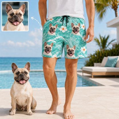 Personalized Dog Face Summer Shorts Custom Photo Beachwear for Vacation THUC99