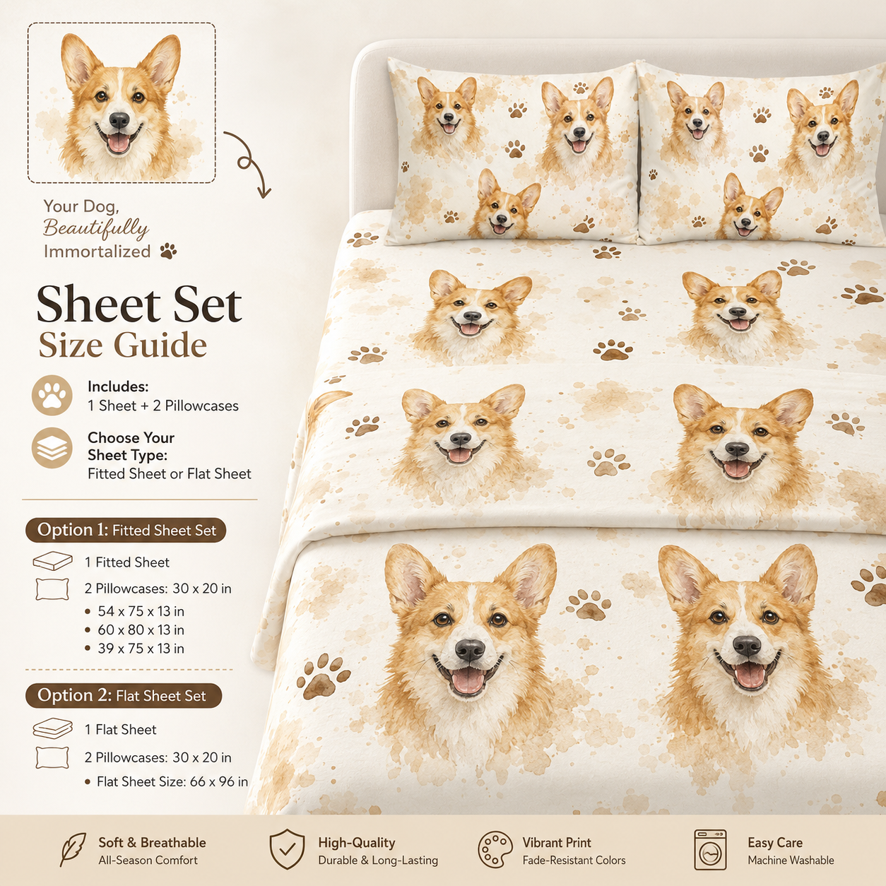 Custom Dog Photo Bedroom Set, Personalized Pet Bedding Gift For Family THUC99