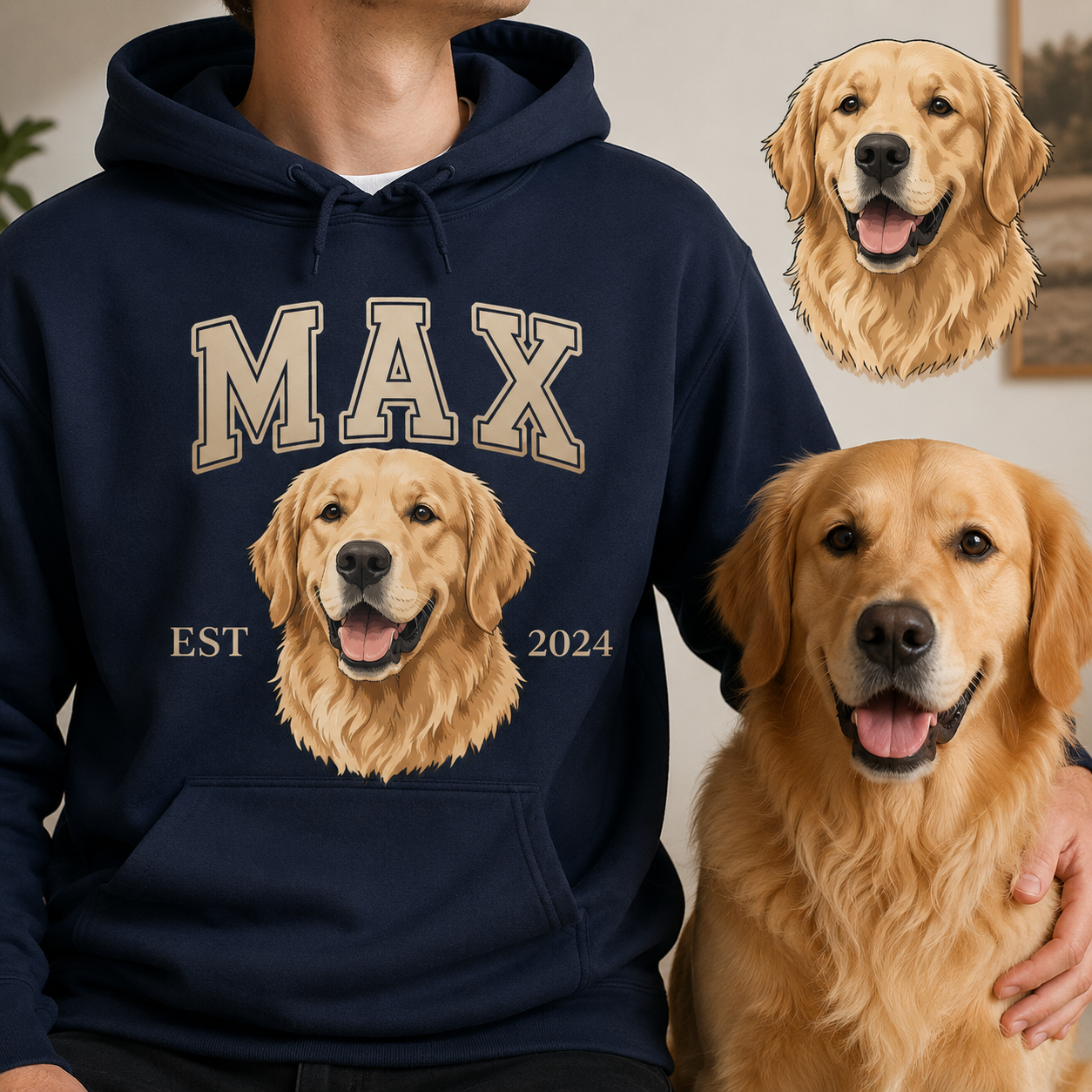 Personalized Dog Mom Sweatshirt Custom Puppy Portrait Hoodie Cute Pet Owner Gift THUC99