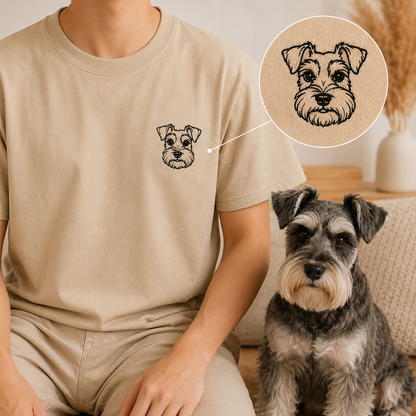 Custom Photo Dog Embroidered Shirt, Personalized Pet Portrait T-Shirt, Gift For Dog Mom THUC99