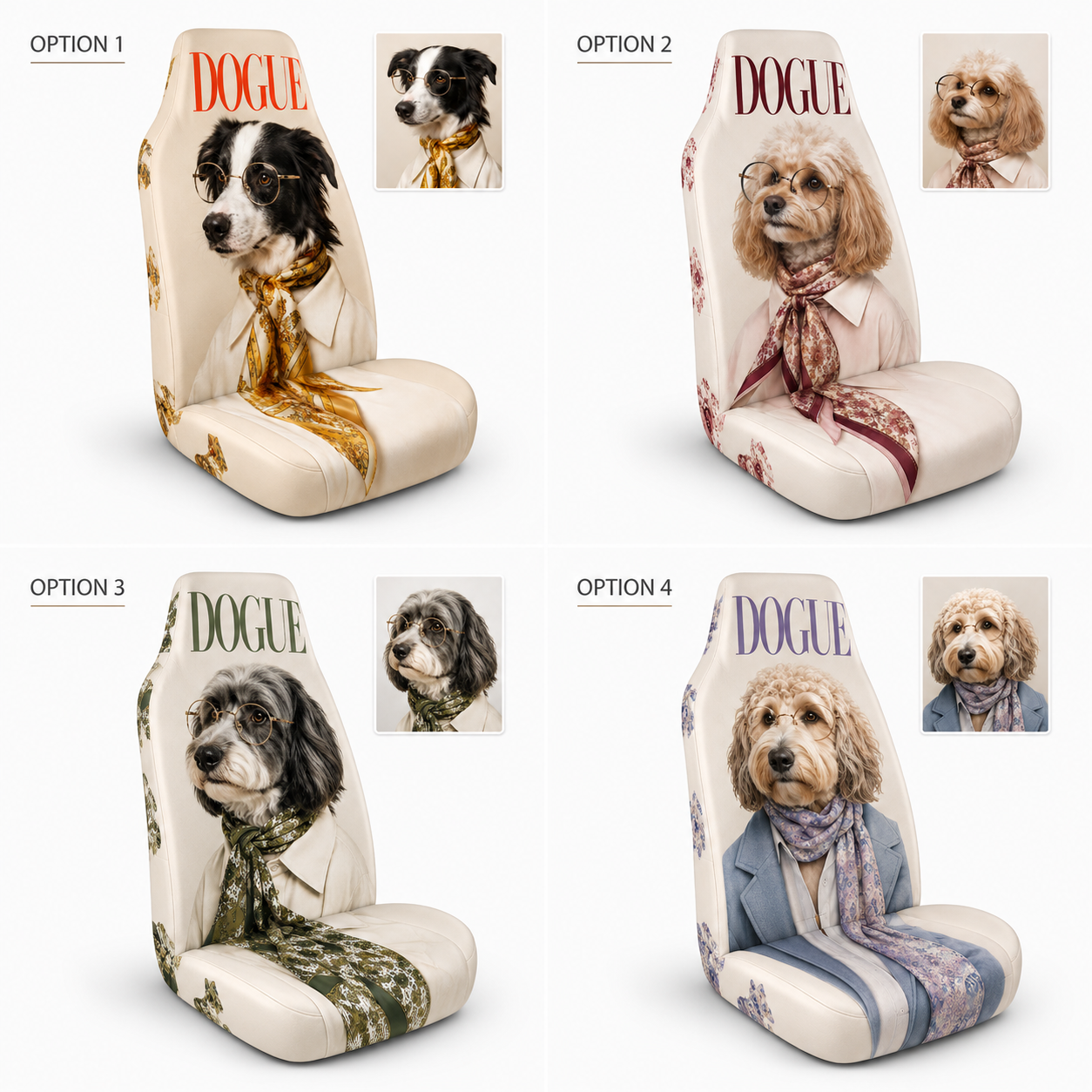 Custom Dog Portrait Car Seat Cover, Personalized Pet Photo Seat Protector, Cute Dog Lover Gift THUC99
